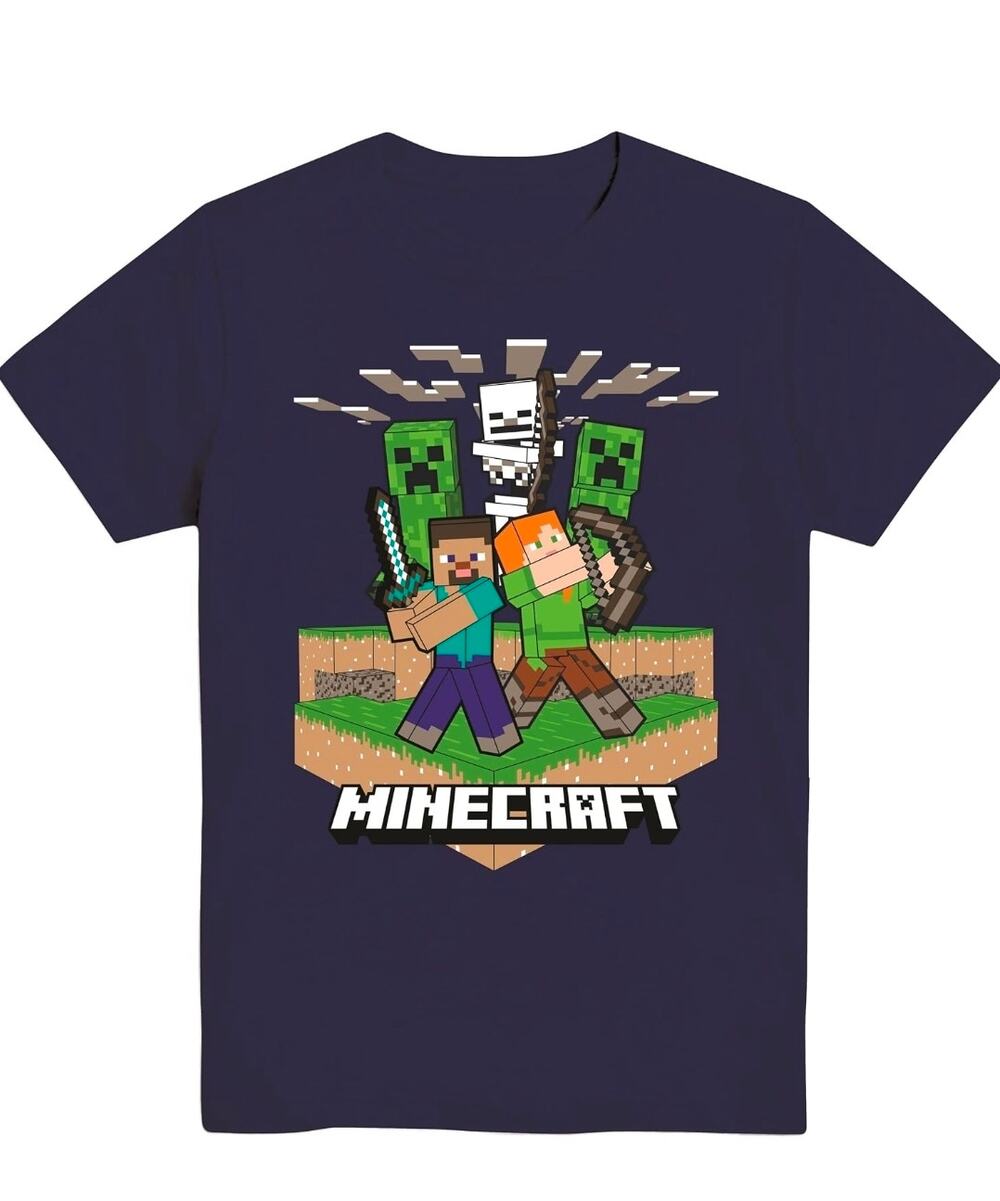 Minecraft Adventure Scene Boys Navy T-Shirt XL NEW